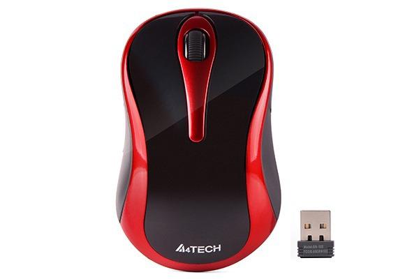 Mouse A4tech, wireless, 1000 dpi, butoane/scroll 3/1, negru/rosu