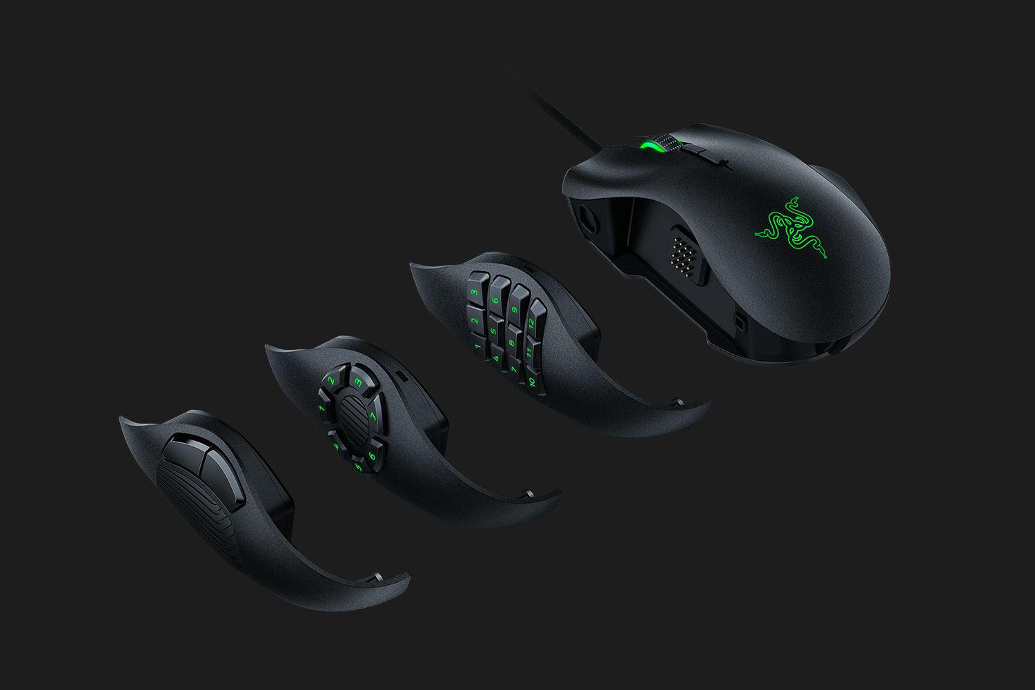 Mouse Razer, 5G optical sensor, Naga Trinity, 3 interchangeable side plates with 2, 7 and 12-button configurations, Up to 19 programmable buttons, 16000dpi,1000Hz Ultrapolling, Up to 450 inches per second/50 G acceleration, Razer Synapse 3 (Beta) enabled, Chroma lighting with 16.8 million