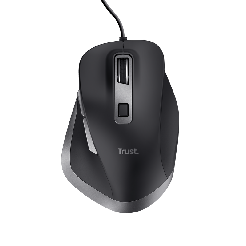 Mouse Trust Fyda cu fir, optic, interfata USB 2.0 rezolutie maxima 5000 DPI, 6 butoane, negru