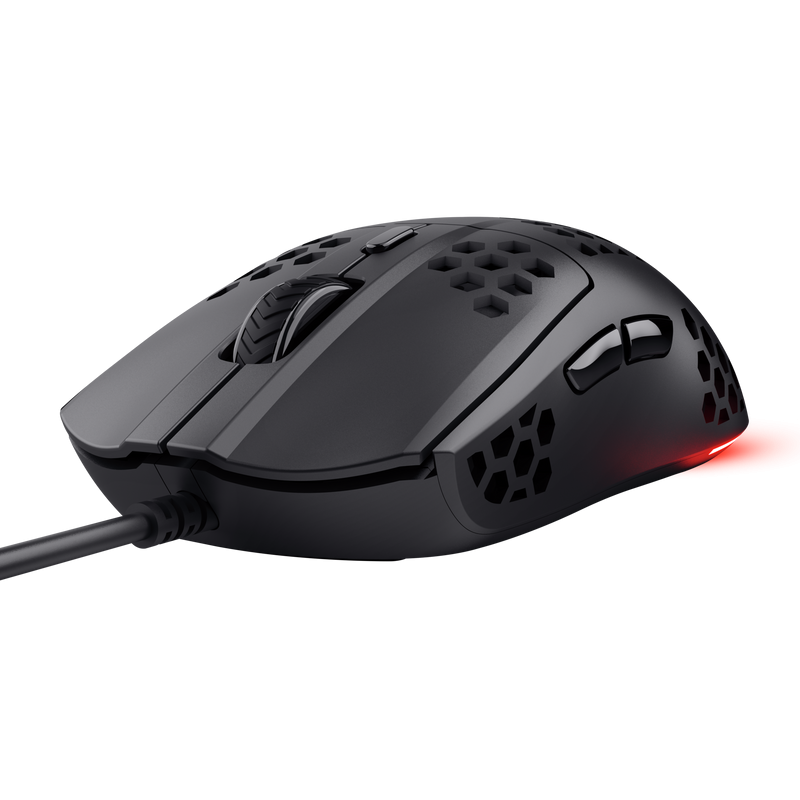 Mouse Trust GXT 928 Helox cu fir, optic, rezolutie meaxima 6400 DPI, alb