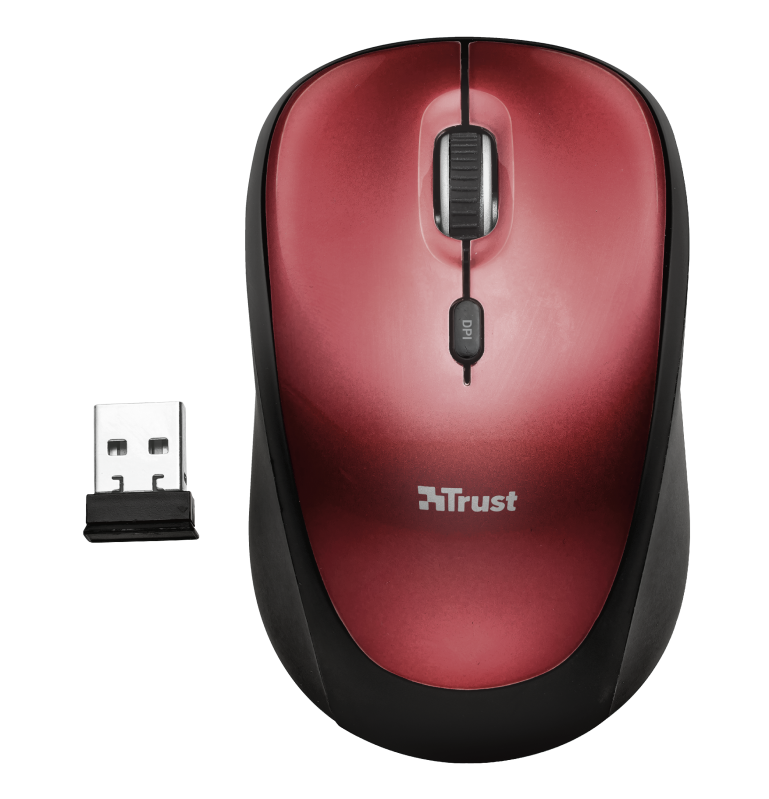 Mouse Trust Yvi, wireless, rosu