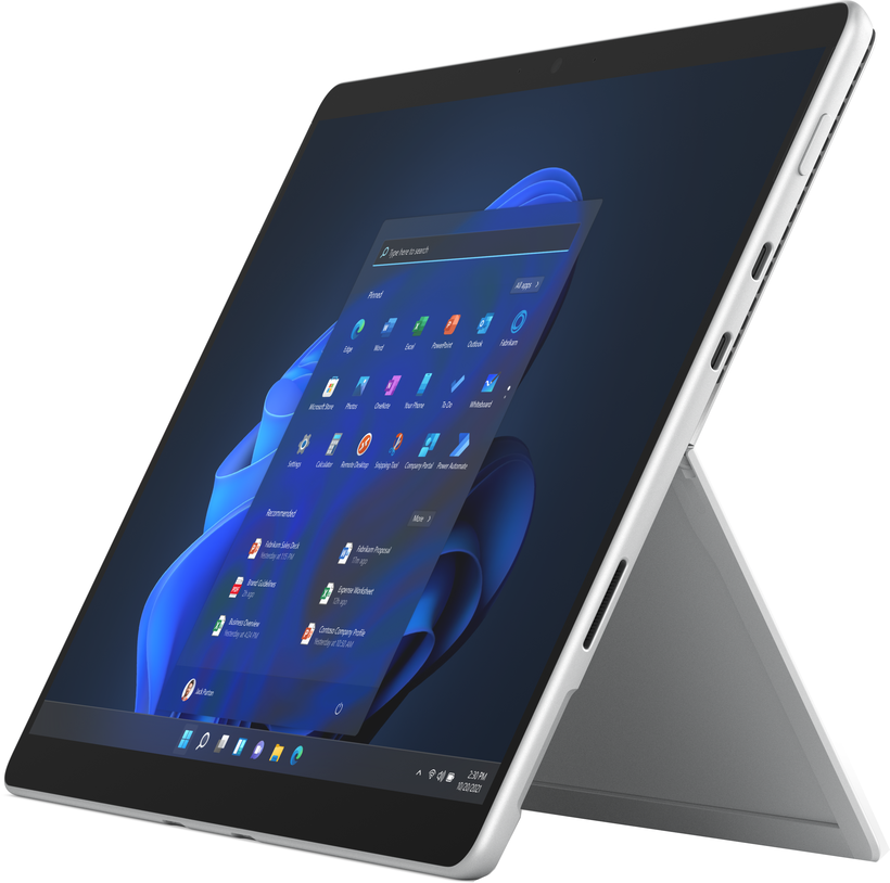 Microsoft Surface Pro 8 LTE Commercial, Tablet PC platinum, Windows 11 Pro, 256GB, i5, Intel® Core™ i5-1135G7, 13 inches, resolution 2,880 x 1,920 pixels, frequency 120Hz, aspect ratio 3:2, Intel® UHD Graphics, WiFi 6 (802.11ax), 4G/LTE, Bluetooth 5.1, 2x Thunderbolt 4, 1x headphones, Other ports