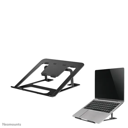 Neomounts by Newstar NSLS085BLACK foldable laptop stand for 10-17" laptops, tilt adjustable - Black  Specifications General Min. screen size*: 10 inch Max. screen size*: 17 inch Min. weight: 0 kg Max. weight: 5 kg Screens: 1 Desk mount: Stand  Functionality Type: Tilt Tilt (degrees): 36° Width: 22,3