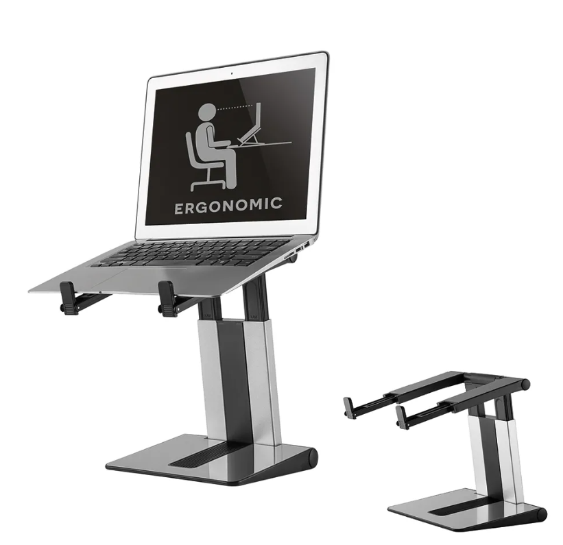 NM Newstar foldable laptop stand stand Silver/ Black  Specifications General Min. screen size*: 10 inch Max. screen size*: 17 inch Min. weight: 0 kg Max. weight: 5 kg Screens: 1 Desk mount: Stand  Functionality Height adjustment: 20,7-26,7 cm Width adjustment: 23,6 cm Depth adjustment: 20,7 cm