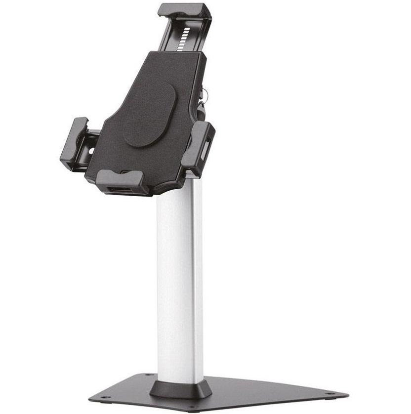 Neomounts by Newstar TABLET-D150SILVER Tablet Desk Stand - Silver  Specifications General Min. screen size*: 8 inch Max. screen size*: 10 inch Min. weight: 0 kg Max. weight: 1 kg  Functionality Type: Tilt, Rotate Tilt (degrees): 140° Rotate (degrees): 360° Height: 33 cm Height adjustment: None