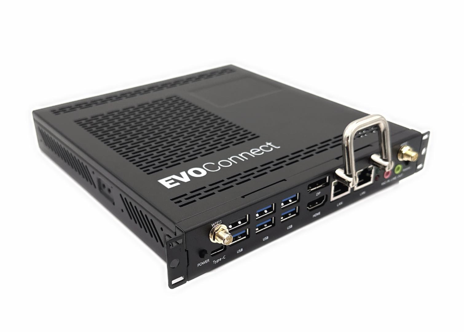 OPS Evoconnect i5-12450H, 8G RAM, 256GB SSD, Win 11 Pro, WiFi6 &BT5.0, 1 *HDMI2.0 out(4K/60Hz); 1*DP out 1.4 5*USB3.0 1*USB2.0 2* RJ45 1*Power 1* Reset 1*Line out 1*Mic in 1*Type-C (USB3.0+Video) 1*Power LED 1*HDD/SSD LED 2*WIFI/BT ANT, 1*JAE 80PIN HDMI2.0 out(4K/60Hz); 195x180x30mm, 1.2kg