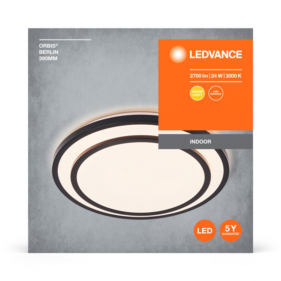 Plafoniera LED Ledvance Orbis Berlin 390, 24W, 2700 lm, lumina calda(3000K), IP20, Ø39cm, metal/plastic, Negru