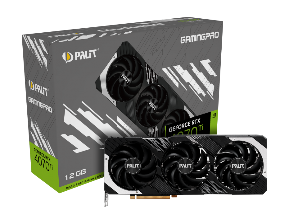 Placa video Palit GeForce RTX 4070 Ti GamingPro 12GB, GDDR6X, 192BIT, PCIe 4.0, 1x HDMI, 3x DisplayPort