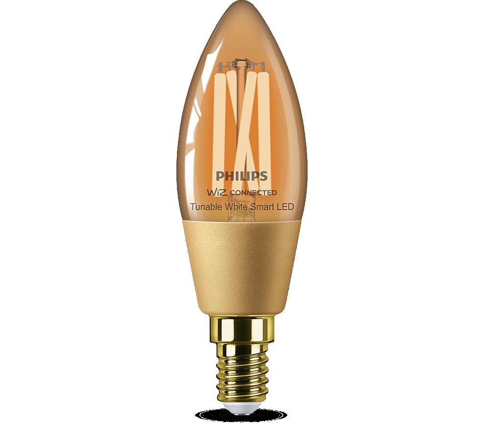 Bec LED inteligent vintage (decorativ) Philips Filament Candle AmberC35, Wi-Fi, Bluetooth, E14, 4.9W (25W), 370 lm, lumina alba (2000-5000K)