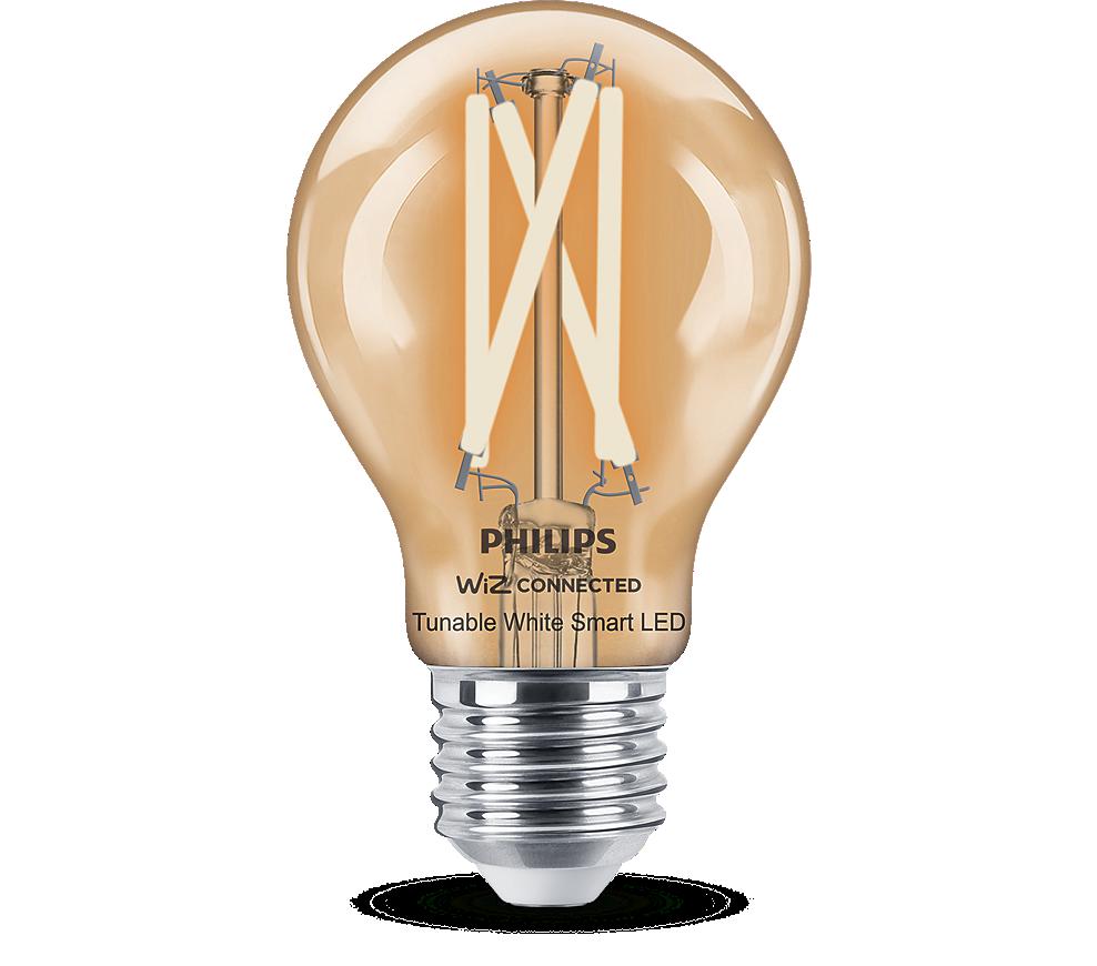 Bec LED inteligent vintage (decorativ) Philips Filament Bulb Clear A60 ,Wi-Fi, Bluetooth, E27, 7W (60W), 806 lm, lumina alba (2700-6500K)