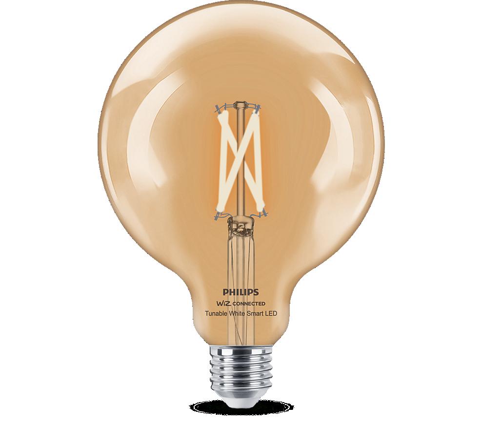 Bec LED inteligent vintage (decorativ) Philips Filament Globe Clear G125, Wi-Fi, Bluetooth, E27, 7W (60W), 806 lm, lumina alba (2700-6500K)