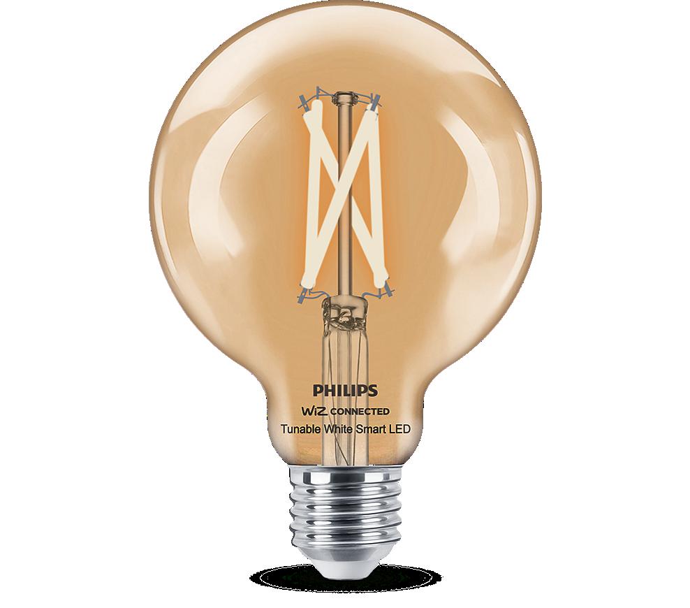 Bec LED inteligent vintage (decorativ) Philips Filament Globe Clear G95, Wi-Fi, Bluetooth, E27, 7W (60W), 806 lm, lumina alba (2700-6500K)