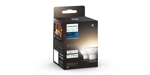 2 Becuri LED inteligente Philips Hue Spot, Bluetooth, GU10, 5.2W (57W) ,400 lm, lumina calda (2700K)