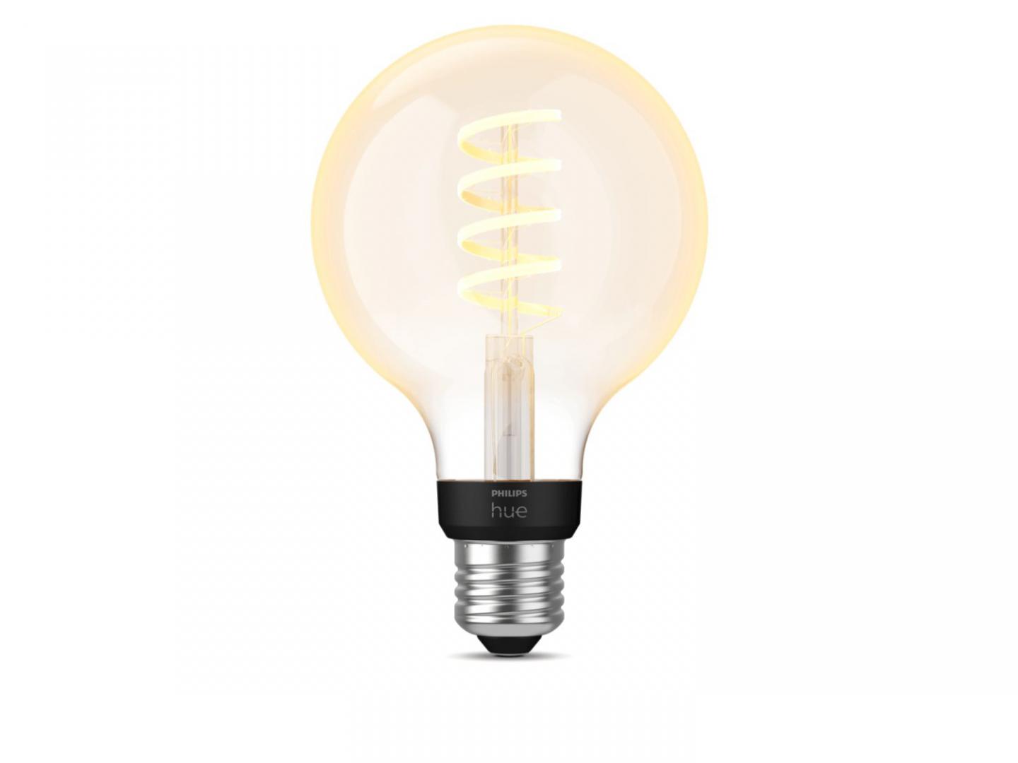 Bec LED inteligent vintage (decorativ) Philips Hue Filament Glob G93 ,Bluetooth, E27, 7W (40W), 550 lm, lumina alba (2200-4500K)