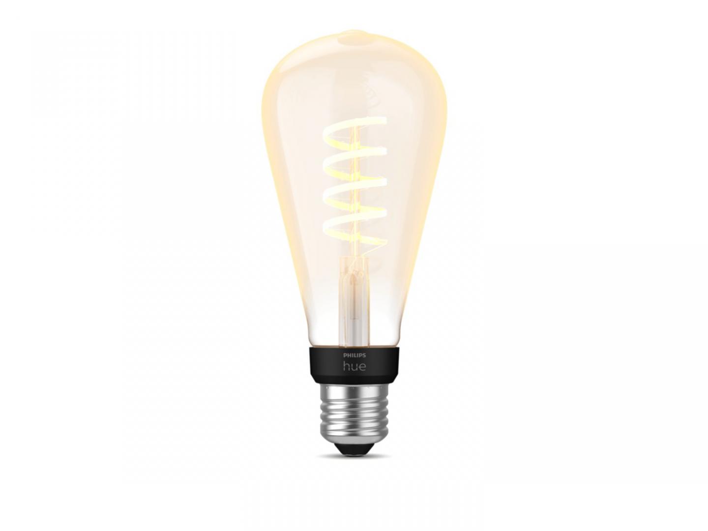 Bec LED inteligent vintage (decorativ) Philips Hue Filament Edison ST72, Bluetooth, E27, 7W (40W), 550 lm, lumina alba (2200-4500K)