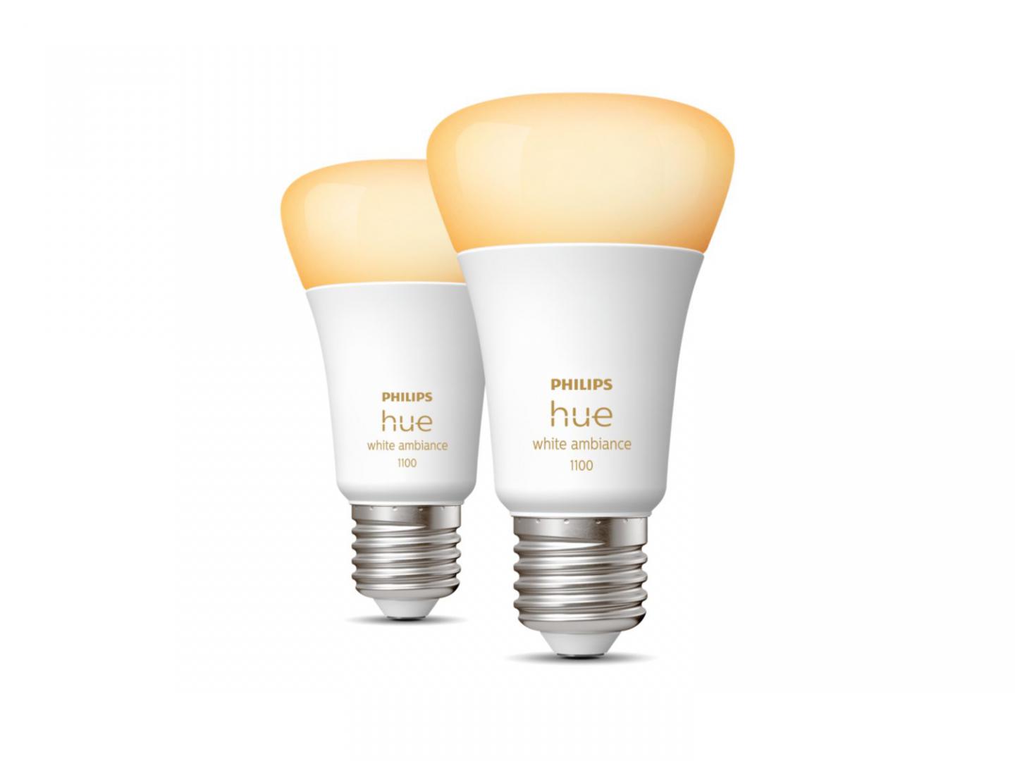 2 Becuri LED inteligente Philips Hue A60, Bluetooth, E27, 8W (75W) ,1055lm, lumina alba (2200-6500K)