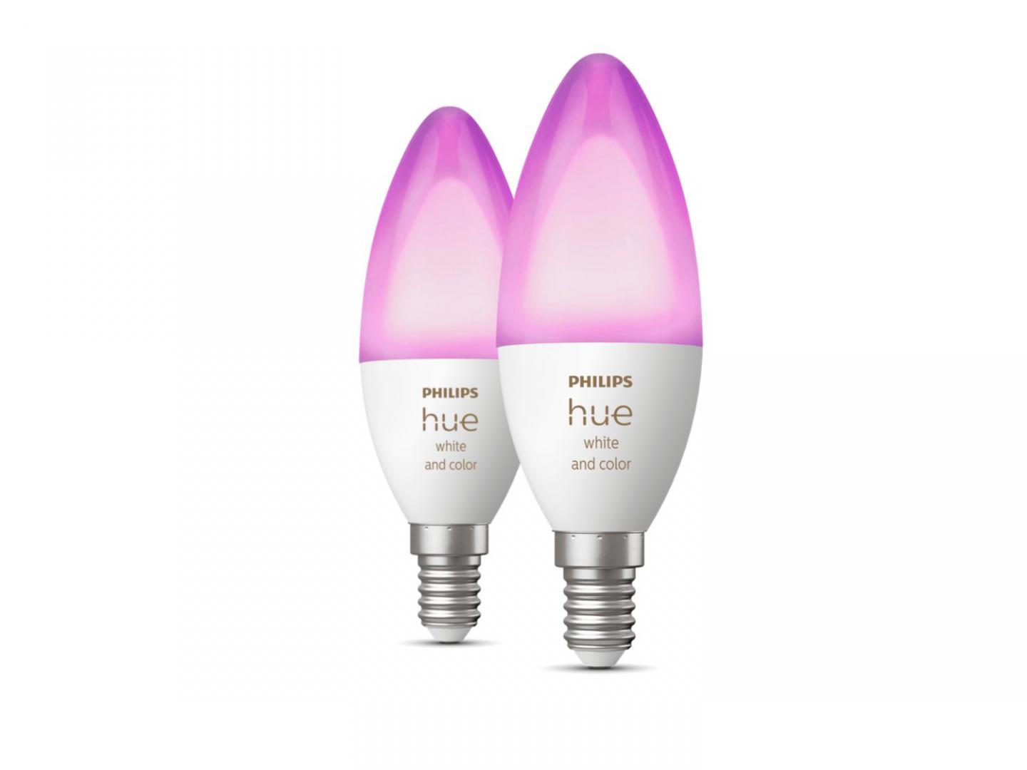 2 Becuri LED RGB inteligente Philips Hue B39, Bluetooth, E14, 4W (40W) ,470 lm, lumina alba si color (2000-6500K)