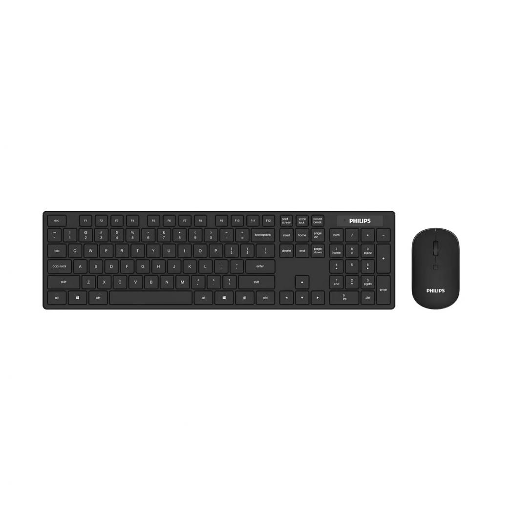 Kit tastatura si mouse Philips SPT6103B, Wireless, negru