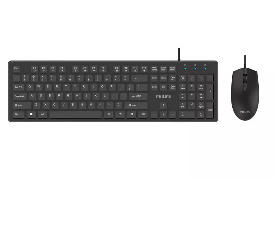 Kit tastatura si mouse Philips SPT6264, Wired, negru