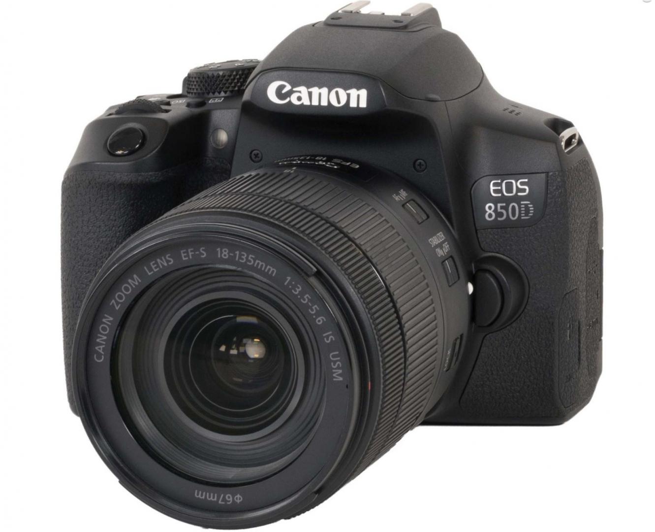 Camera foto Canon DSLR EOS 850D + EF-S 18-135 IS STM kit Black ,24.1MP, APS-C CMOS, processor imagine: Digic 8, Variangle touchscreen 7.5 cm (3.0") 3:2 Clear View II, viteza rafala 7.5 fps, ,ISO auto 100-25600 extindere pana la 51200, 45 puncte focalizare, filmare 4k 3840 x 2160 (29.97, 25, 23.98