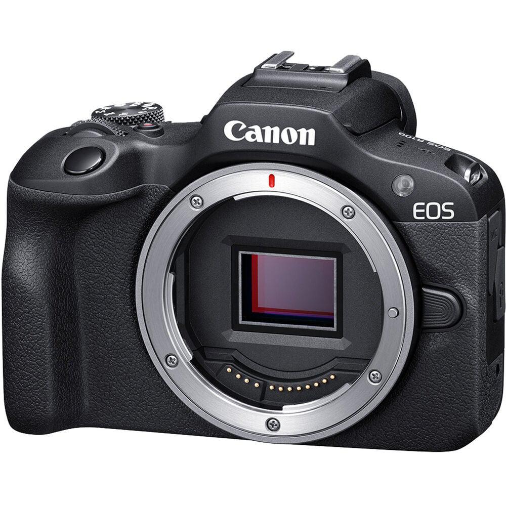 Camera foto Canon Eos R100 + Obiectiv RF-S 18-45mm F/4.5-6.3 IS STM kit, Senzor CMOS 22.3 x 14.9mm, 24.1 Megapixeli, Aspect Ratio: 3:2, Procesor:DIGIC 8, Montura RF, Compatibilitate: RF, RF-S, (EF si EF-S cu adaptor), Distanta focla: 1.6x, Dual Pixel CMOS AF System, One-Shot AF and Servo AF, Face+
