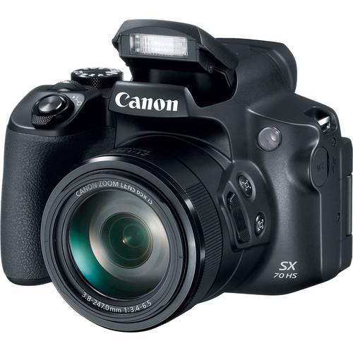 Camera foto Canon PowerShot SX70 HS Black, 20.3 MP, senzor CMOS 1/2.3, 65x zoom optic, 3.0" LCD, stabilizator optic de imagine IS, DIGIC 8,ISO100-3200, Servo AF approx 7.4fps, WiFi, filmare 4K movies 25 fps, compatibil  SD, SDHC, SDXC (UHS-1 Speed Class 3 compatible),HDMI micro, acumulator Li-ion