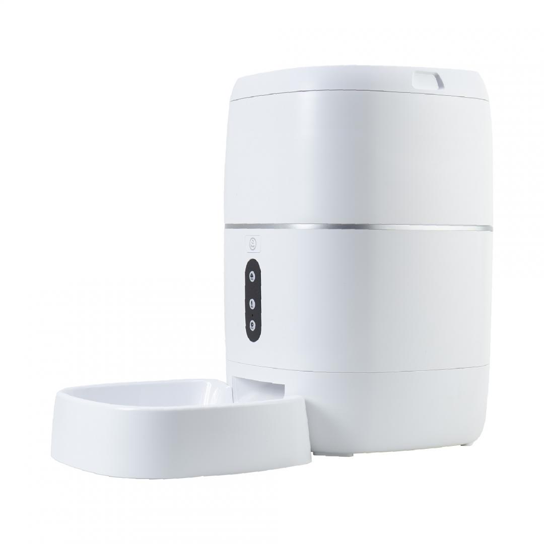 Hranitoare inteligenta de mancare PNI MyPet PT033PF pentru animale de casa, WiFi, 3 litri, programabil din aplicatia dedicata Tuya Smart, integrare in scenarii si automatizari smart cu alte produse compatibile Tuya, Dimensiuni: 205 x 205 x 430 mm, Greutate: 2.200 g, Volum: 3l, Alimentare: DC 5V 1A