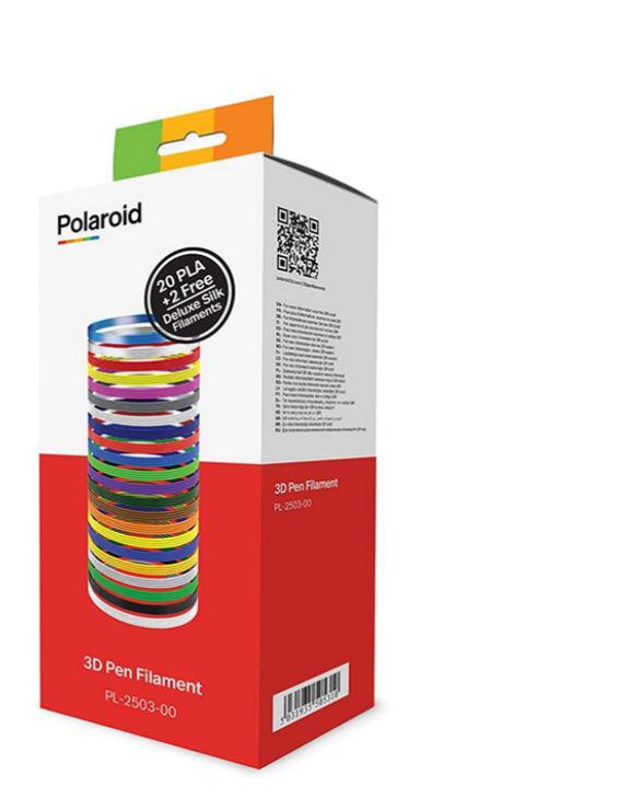 Kit filamente Polaroid pentru creioane 3D, material PLA, diamentru: 1.75mm, 20 role x 5m, culori: white / black / yellow / red / silver / orange / pink / green / chocolate / grey / purple / dark green / dark blue / transparent / blue / gold / fluorescent green / fluorescent blue / fluorescent red /