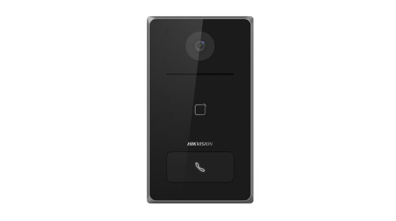 Post de exterior videointerfon IP Hikvision DS-KV6133-ME1; WIFI; 1 x buton de apelare( pentru o singura familie- permite apelarea a mai multor monitoare de interior); camera video 2MP True WDR ( unghi vizualizare: Horizontal: 129° Vertical: 75°), vizualizare pe timp de noapte IR maxim 3 metri; 