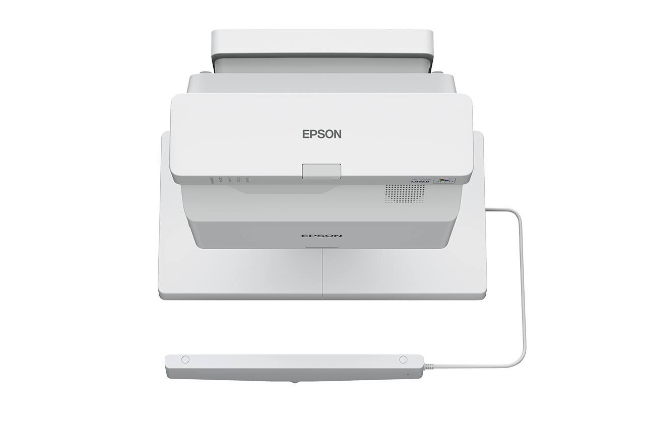 Proiector Epson interactiv WXGA 3LCD EB-760WI, Laser, lamp-free, Ultra- Short, Luminozitate: 4100 lumeni, dimensiune ecran : 68-100", interactivitate dual pen, Aspect Ratio: 16:10, 4:3, 16:9, durata de viata laser: 20,000 ore, montare: perete, birou, Rezolutie: 1280x800, Contrast: 2,500,000:1