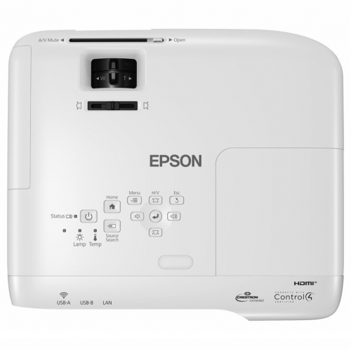 Proiector Epson EB-992F, 3LCD, 4000 lumeni, FHD 1920*1080, 16:9, 16.000:1, lampa 6.500 ore/ 17.000 ore Ecomode, zoom 1.6, dimensiune maxima imagine 300", USB 2.0 Type A, USB 2.0 Type B, RS-232C, Ethernet interface (100 Base-TX / 10 Base-T), 2* VGA, 2* HDMI, Composite in, audio out/ in, Cinch audio