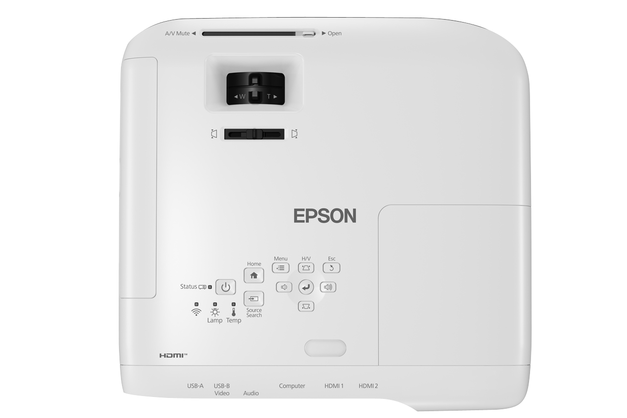 Proiector Epson EB-FH52 (succesor EB-U42), FHD 1920*1080, 4000 lumeni, 16:9, 16.000:1, lampa 5.500 ore/ 12.000 ore in Ecomode, dimensiune maxima imagine 300", USB 2.0 Type A, USB 2.0 Type B, Wireless LAN IEEE 802.11b/g/n, VGA, 2* HDMI, Composite in, Cinch audio in, Miracast, Kensington lock