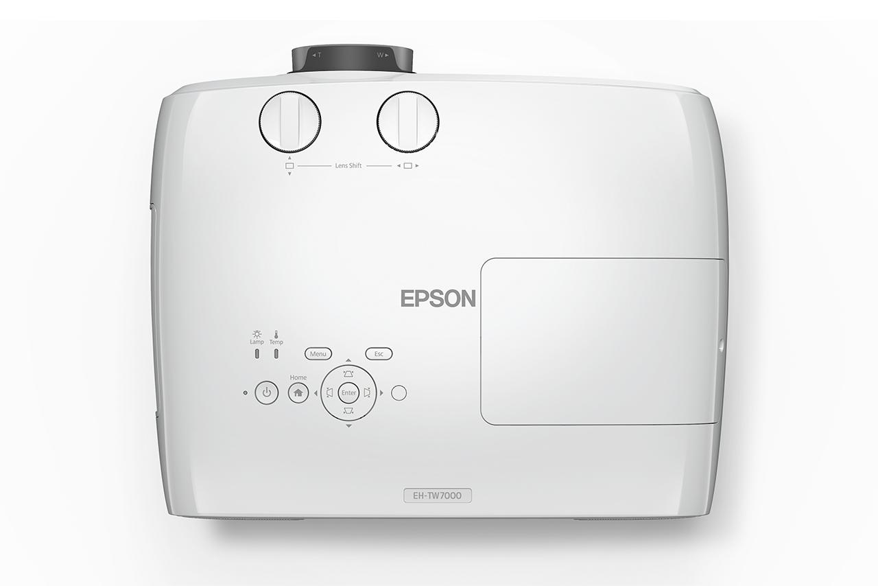 Proiector Epson EH-TW7000, 3LCD 3D active, 3000 lumeni, 4K PRO-UHD, 16:9, 4K enhancement, 40.000 : 1, lampa 3500 ore/ 5000 ore Eco mode, zoom 1.62x, dimensiune maxima imagine 500", distanta maxima de proiectie 23.8 m, USB 2.0 Type A (2x), USB 2.0 Type Mini-B, 2*HDMI , Stereo mini jack audio out