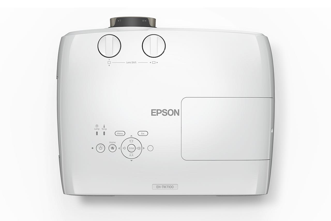 Proiector Epson EH-TW7100, 3LCD, 4K PRO-UHD, 3.000 lumeni, 16:9, 100.000:1, lampa 3.500 ore/ 5.000 ore, dimensiune maxima imagine 500", 2 * USB 2.0 Type A, USB 2.0 Type Mini-B, 2* HDMI, Bluetooth, audio in/ out, Kensington lock, 4K enhancement, Wireless LAN capable, greutate 6.9 kg, 24- 32 dB, boxa