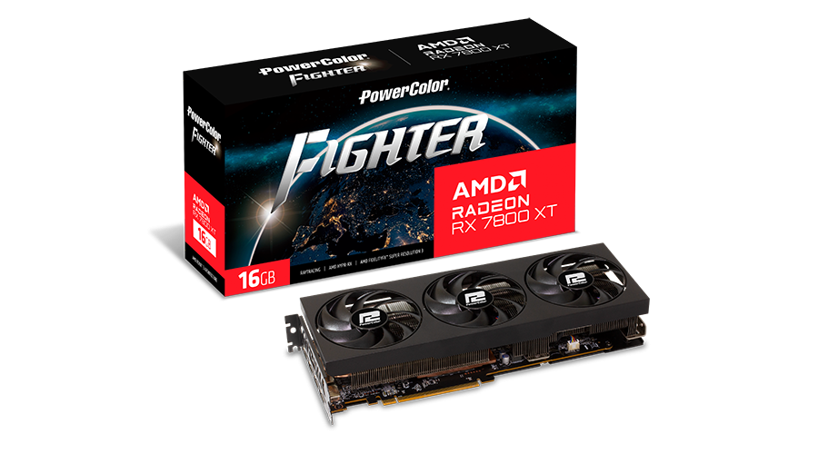 Placa Video POWERCOLOR FIGHTER AMD RADEON RX 7800 XT 16GB GDDR6 256 bit, PCIE 4.0, 1x HDMI 3x DP