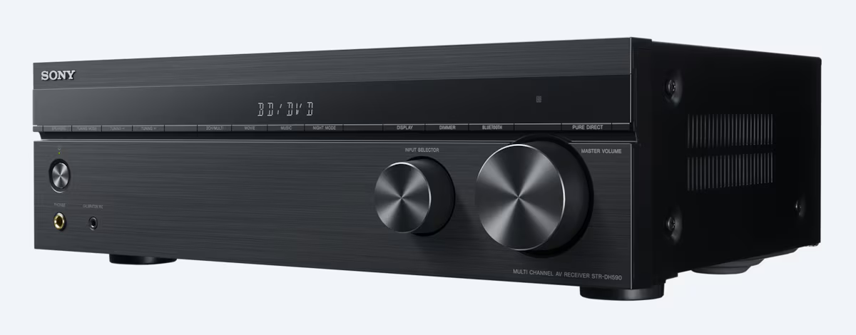 Receiver AV SONY STR-DH590, 5.2 canale, Hi-Res, 4K HDR, 3D, 5 x 145 W, Amplificator, Bluetooth, Tuner FM, Negru