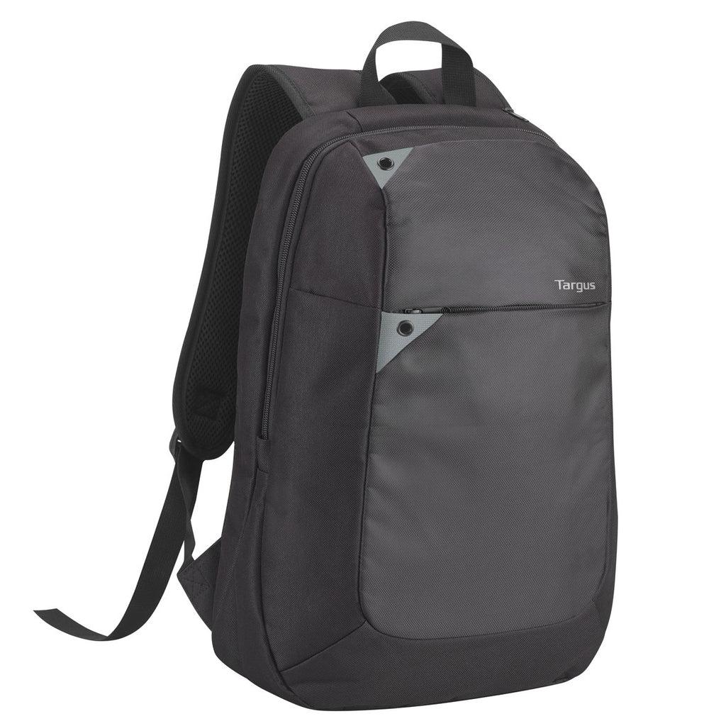 Rucsac laptop Targus Intellect, pentru laptopuri de 15.6", capacitate 16 litri, material poliester, dimensiuni: 30.5 x 11 x 42.5 cm, greutate 0.47 kg, negru/gri