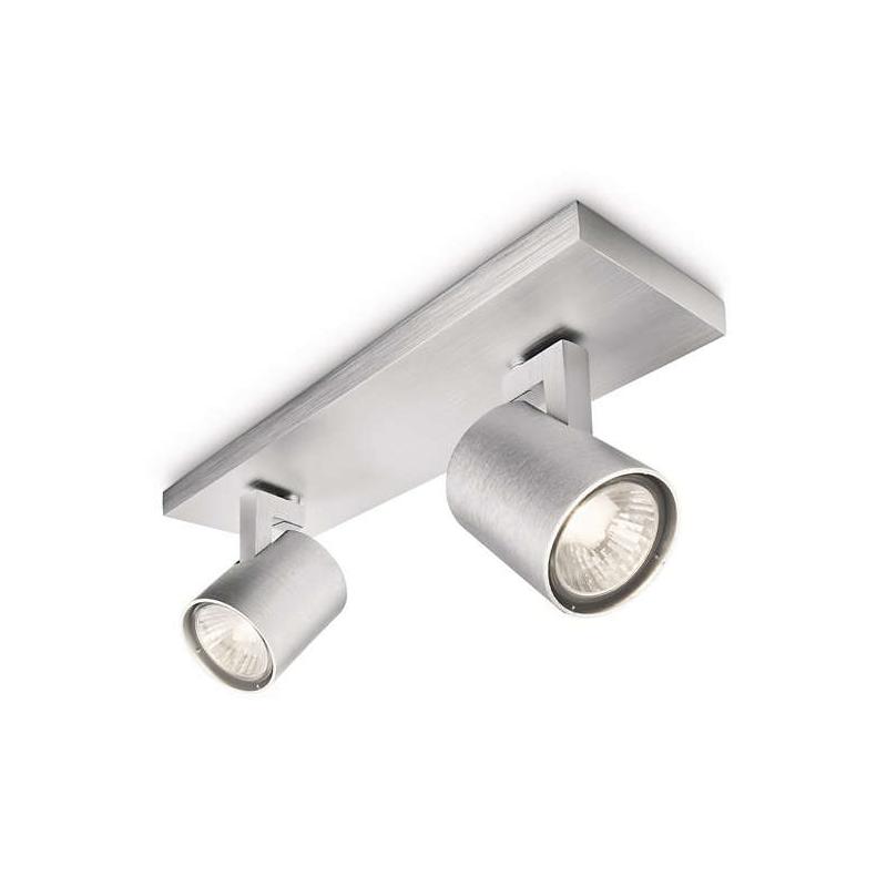 Spot Dublu Philips Runner, 2xGU10, 2x20W, IP20, 10.9x30.5x9cm, Metal ,Argintiu