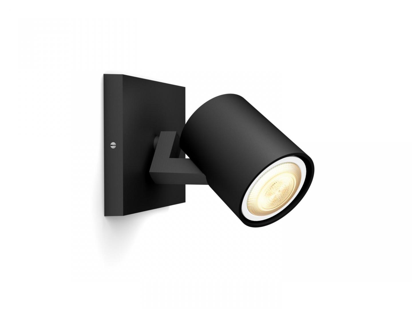 Spot LED extensie Philips Hue Runner, Bluetooth, GU10, 5W, (50W), 350lm ,lumina alba (2200-6500), IP20, 11cm, Metal, Negru