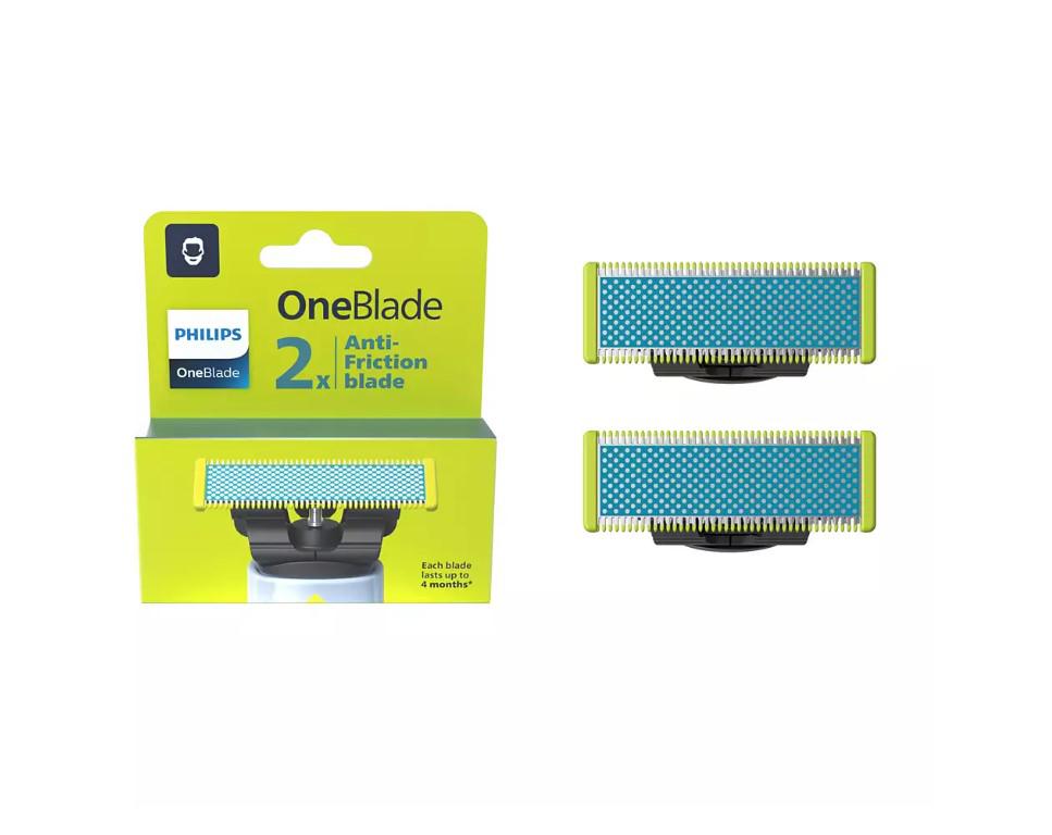 Rezerva OneBlade QP225/50, pentru piele-ultra sensibila, otel inoxidabil, umed si uscat, kit 2 lame,compatibil cu Philips OneBlade si OneBladePro, Verde