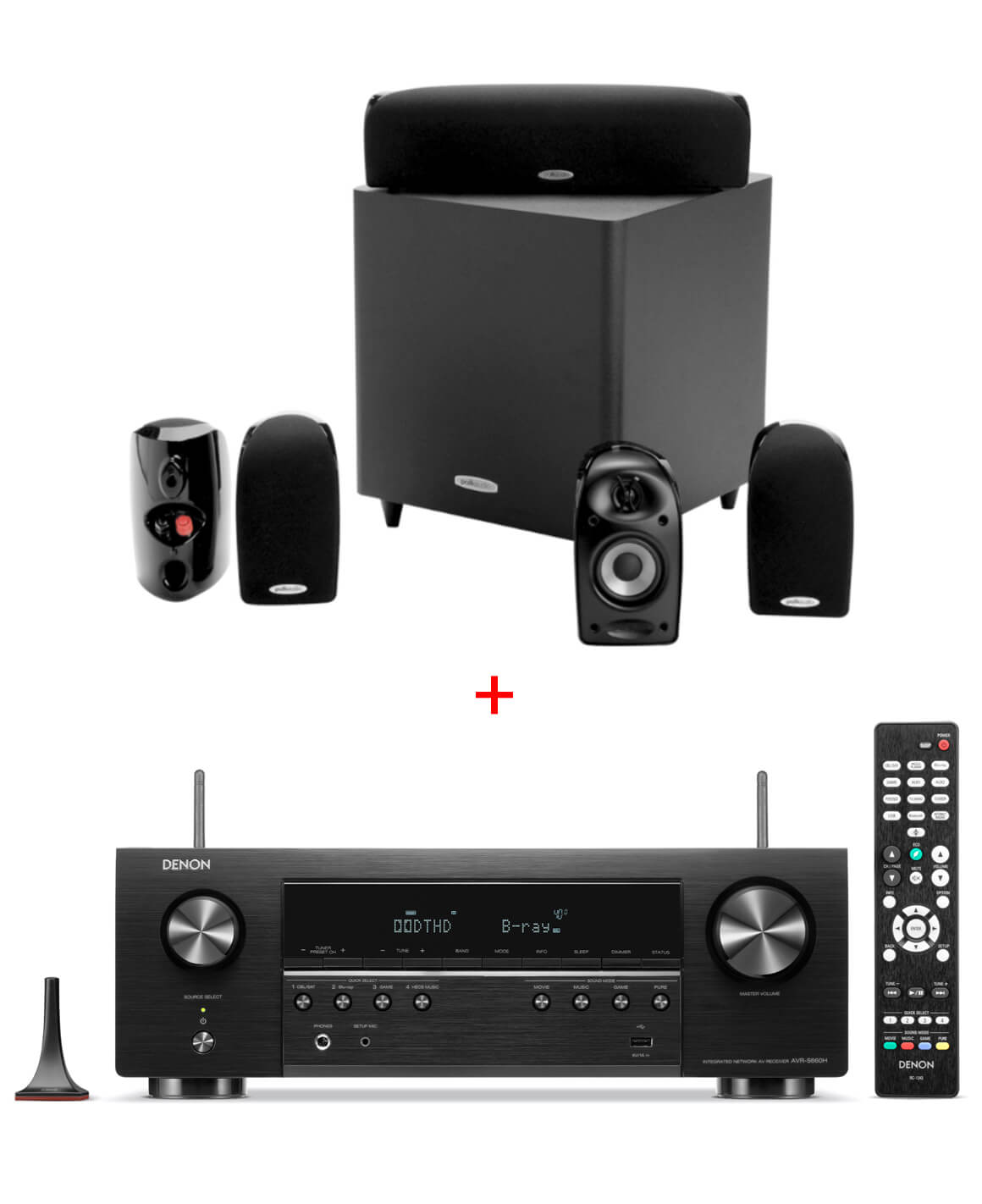Sistem Audio Home cinema cu Receiver Denon AVR-S660H si Sistem Boxe 5.1 Polk Audio TL1600