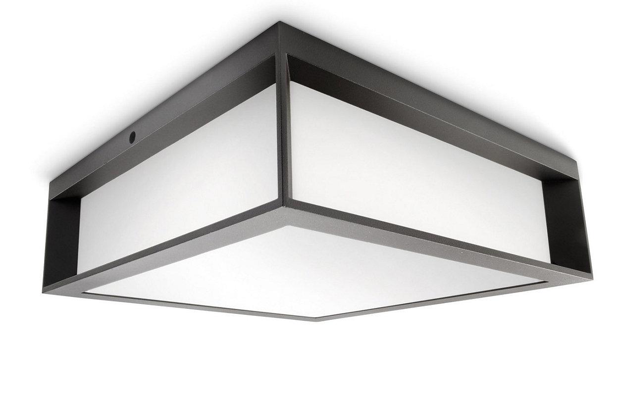 Plafoniera pentru exterior Philips Skies, 2xE27, max 2x42W, IP44 ,260x260x81mm, Antracit