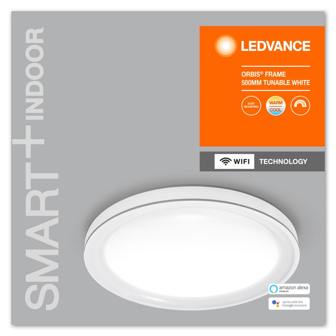 Plafoniera LED inteligenta Ledvance SMART+ Wifi Orbis Frame 500, 34W, 3200 lm, lumina alba (3000-6500K), IP20, Ø49.5cm, PMMA, Alb