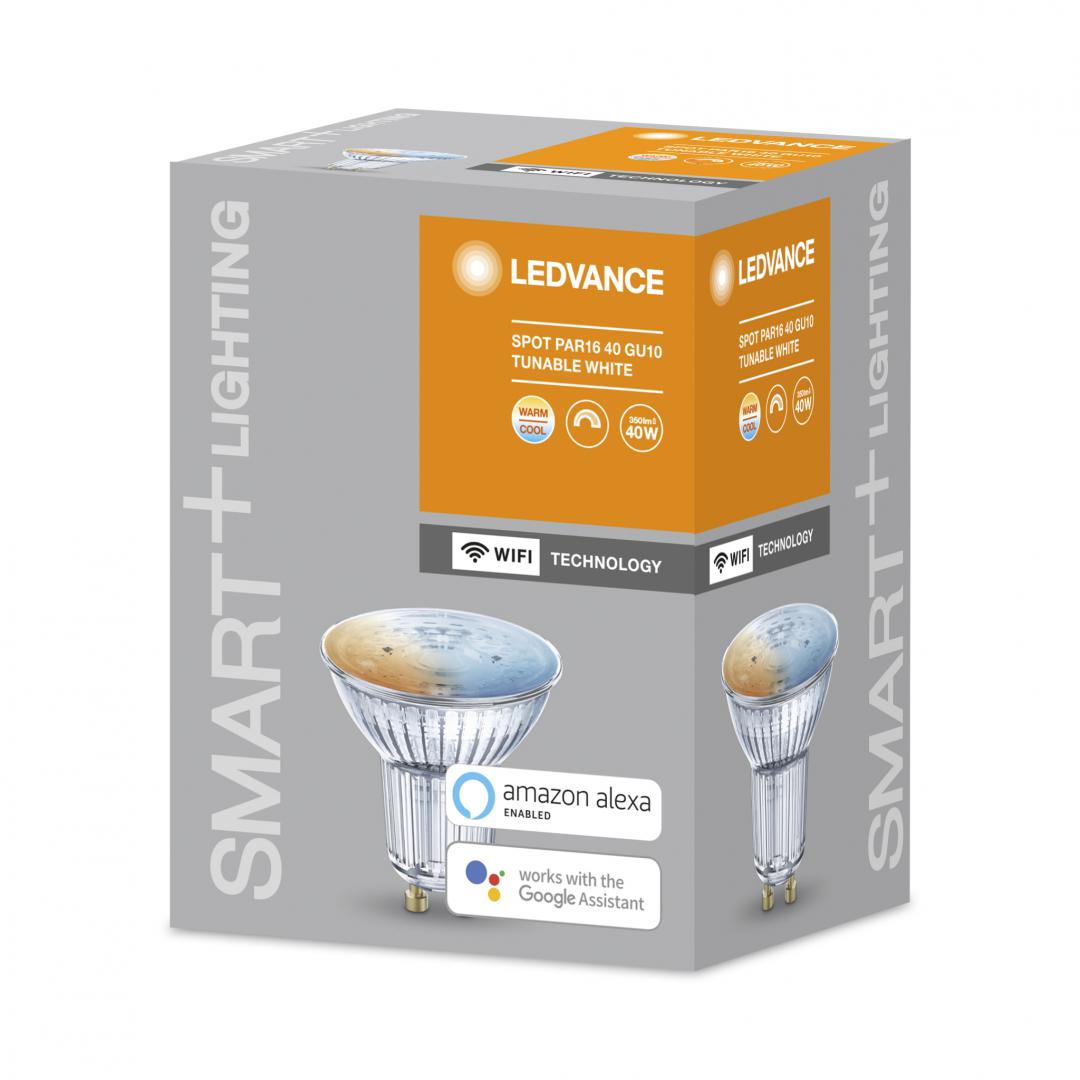 Bec LED inteligent Ledvance SMART+ WiFi SPOT Tunable White, GU10, 4.9W (50W), 350 lm, lumina alba (2700-6500K)