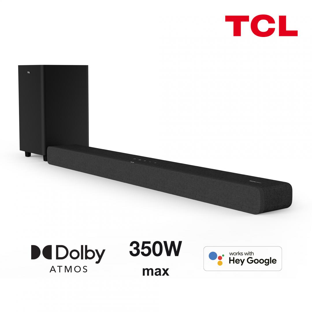 Soundbar TCL TS8132, 3.1.2, 350W, Bluetooth, Dolby Atmos, SubwooferWireless, Negru