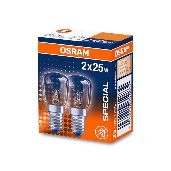 2 Becuri incandescente pentru cuptor Osram T26, E14, 25W, 160 lm, lumina calda (2700K), clasa energetica G