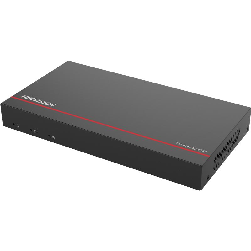 NVR Hikvision 8 canale PoE DS-E08NI-Q1/8P(SSD1T), 4-ch@1080p (25 fps), 1x 1TB SSD, 2x USB2.0, alimentare: 48VDC 1.36A, dimensiuni: 225 ×122 ×27 mm, greutate: 0.57kg.