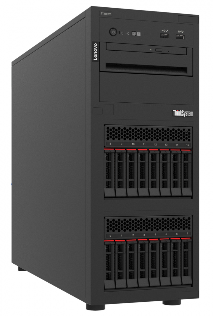 "ThinkSystem ST250 3.5"""" Chassis Base ThinkSystem Intel Xeon E-2378 8C 65W 2.6GHz Processor ThinkSystem 32GB TruDDR4 3200MHz (2Rx8, 1.2V) ECC UDIMM ThinkSystem RAID 5350-8i PCIe 12Gb Adapter 4xThinkSystem 3.5"""" 2TB 7.2K SATA 6Gb Hot Swap 512n HDD 2xThinkSystem 3.5"""" Multi Vendor 480GB Read