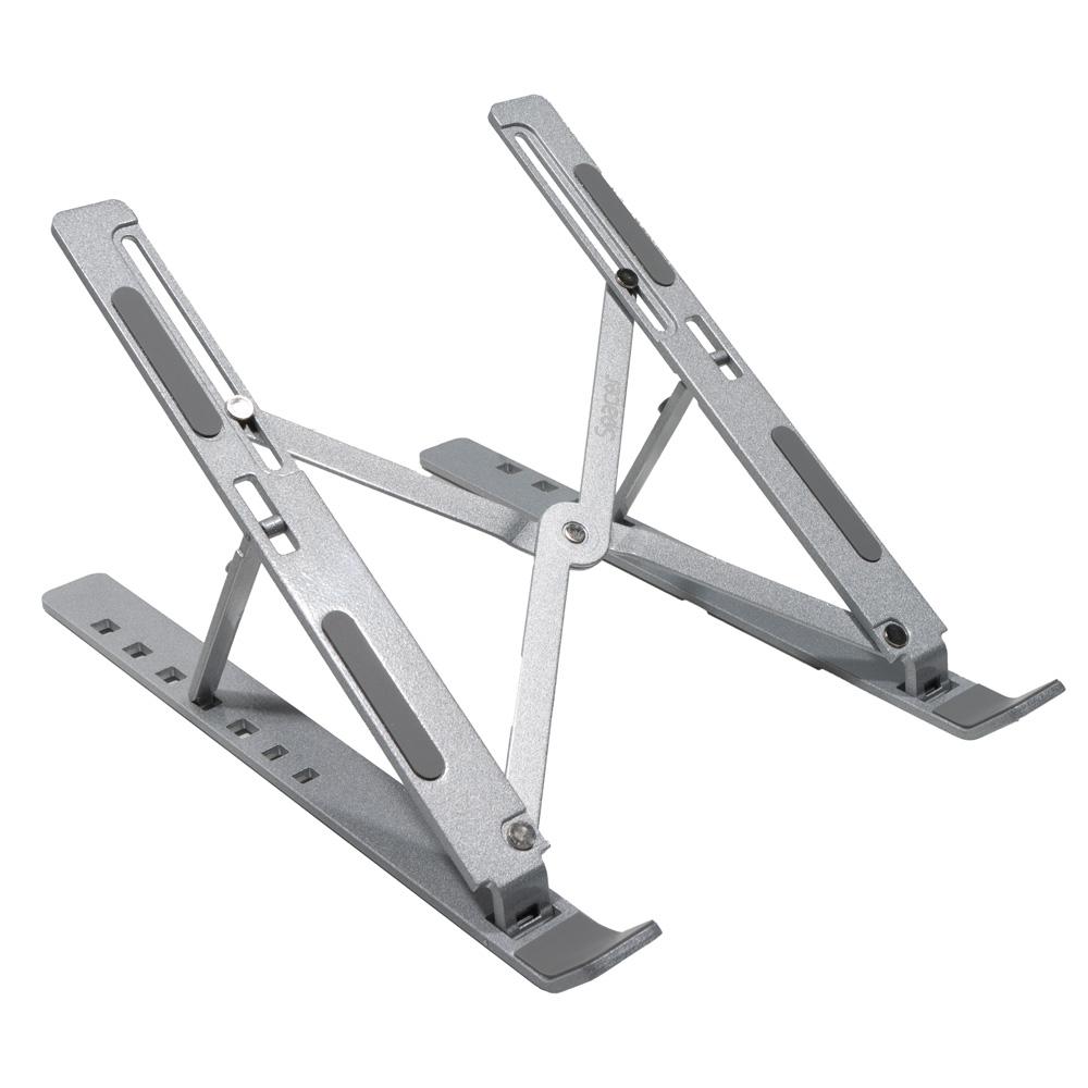 Stand Notebook Spacer 15.6″, aluminiu, pliabil si ajustabil, 7 trepte de inaltime, husa de transport, gri