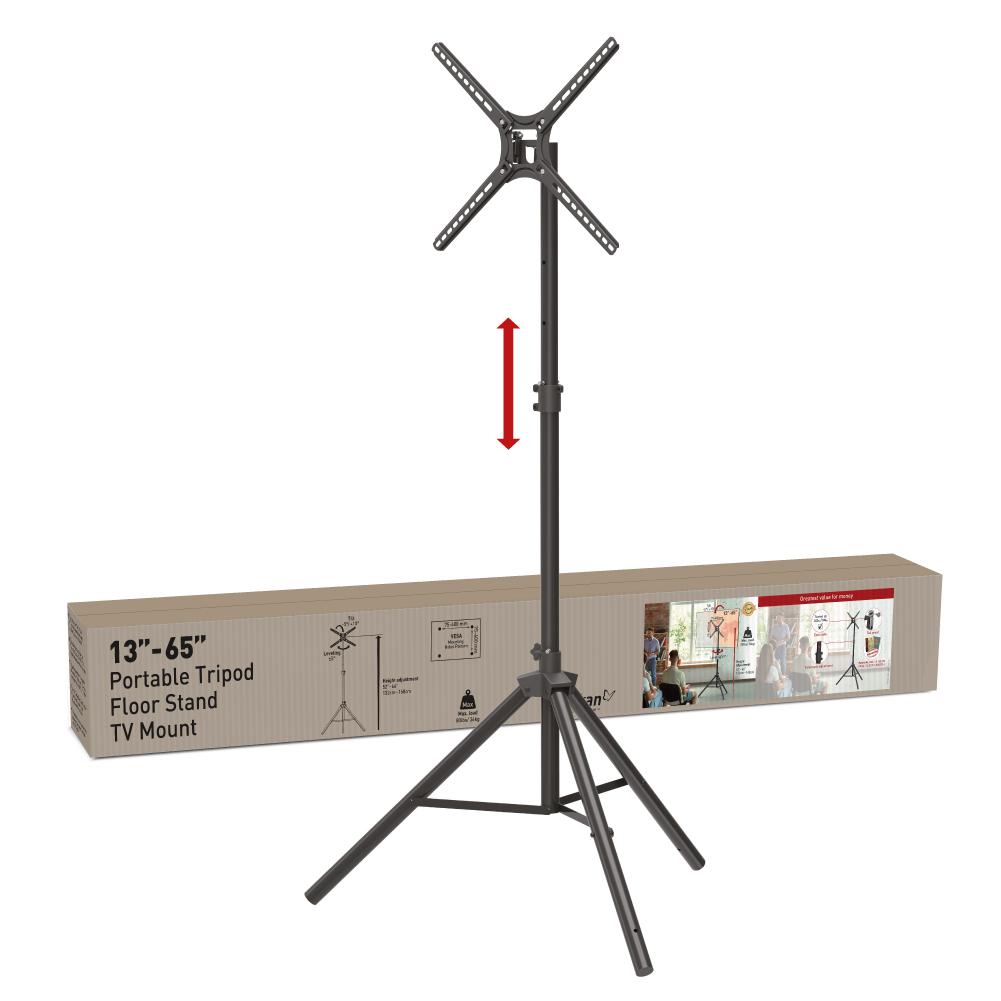 Suport tripod portabil de podea pentru TV plat/curbat Barkan, 13" - 65", VESA 400x400mm, Max 110kg, Negru